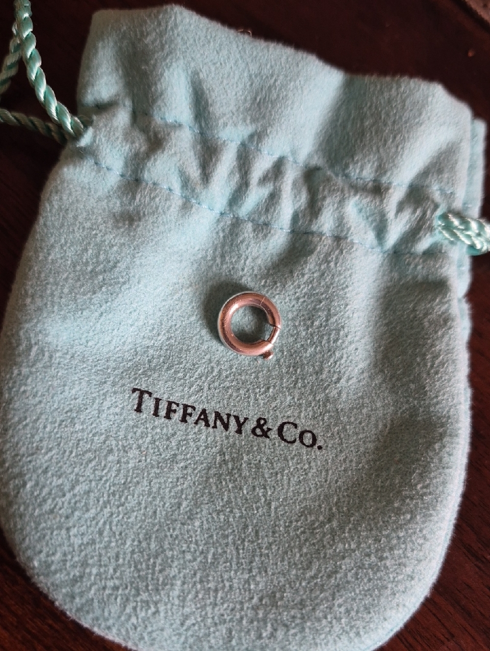 Tiffany & Co. Silver Circle Spring Clasp & Tiffany Blue Pouch